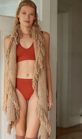 Anthropologie Cozy Fringed Scarf - camel - Picture 3 of 9